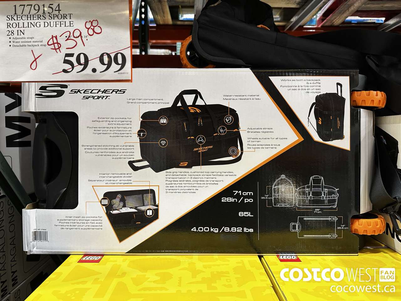 1779154 SKECHERS SPORT ROLLING DUFFLE 28 IN $39.88