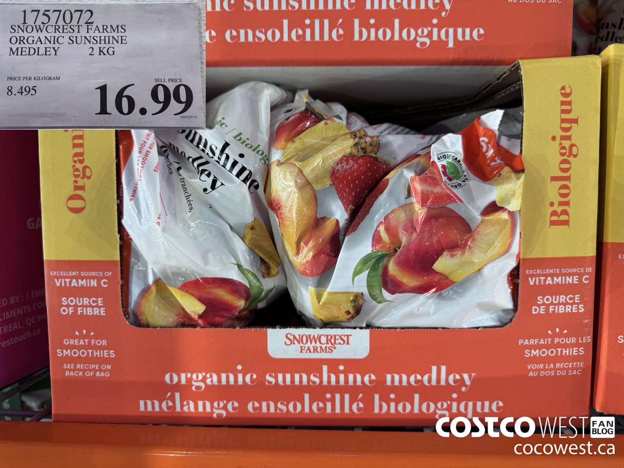 1757072 SNOWCREST FARMS ORG SUNSHINE MEDLEY 2 KG $16.99