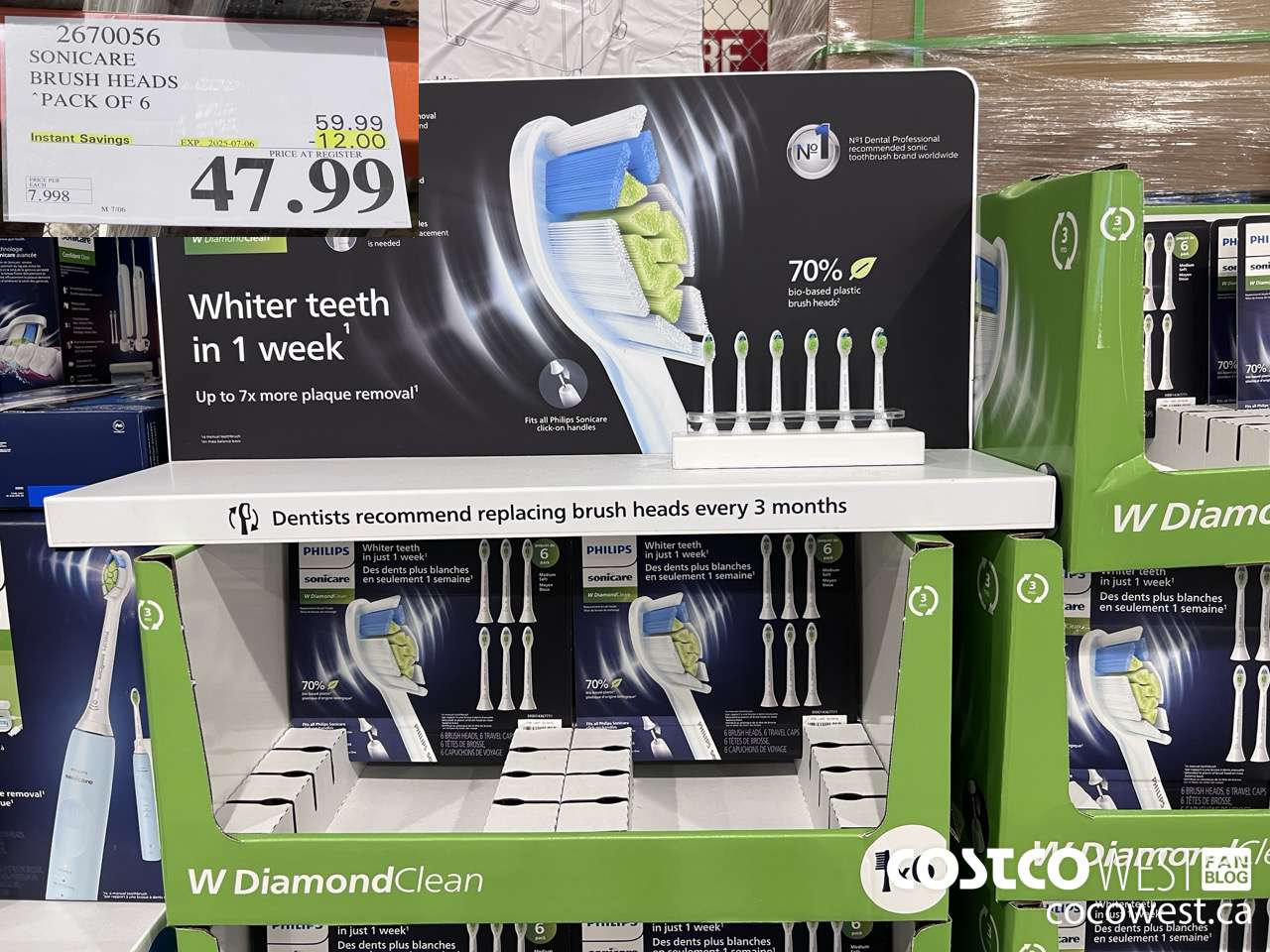 2670056 SONICARE BRUSH HEADS PACK OF 6 ($12.00 INSTANT SAVINGS EXPIRES ON 2025-07-06) $47.99