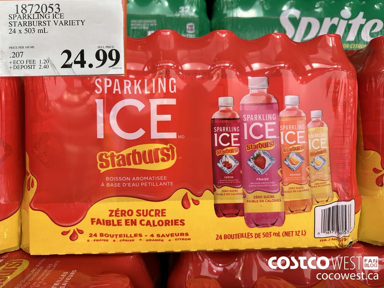 1872053 SPARKLING ICE STARBURST VARIETY 24 X 503ML $24.99