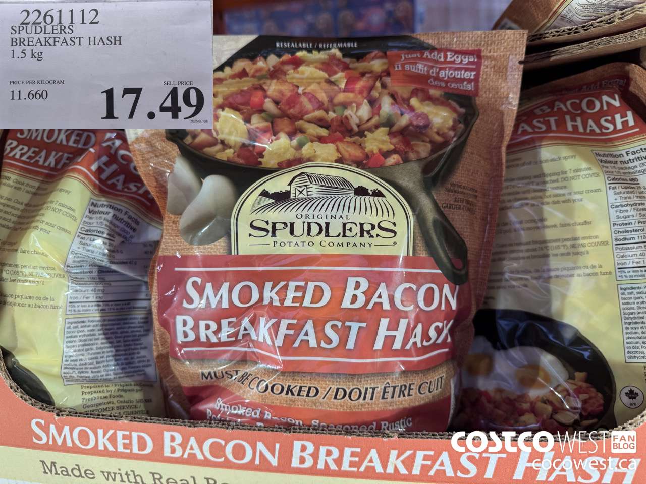 2261112 SPUDLERS BREAKFAST HASH 1.5 KG $17.49