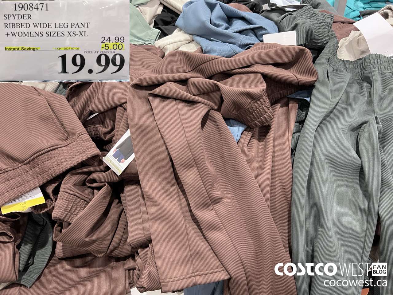 1908471 SPYDER RIBBED WIDE LEG PANT WOMENS SIZES XS-XL ($5.00 INSTANT SAVINGS EXPIRES ON 2025-07-06) $19.99