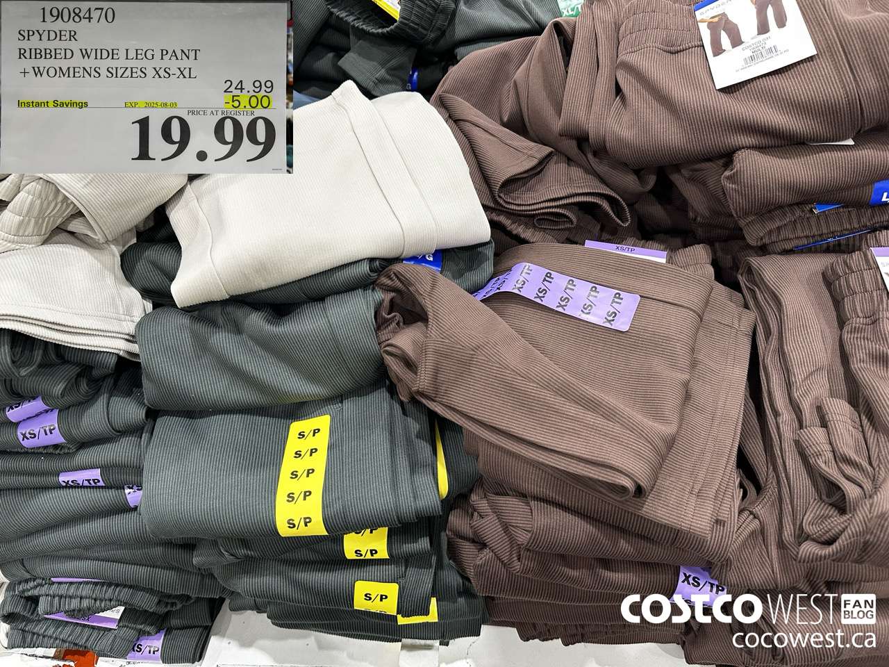 1908470 SPYDER RIBBED WIDE LEG PANT WOMENS SIZES XS-XL ($5.00 INSTANT SAVINGS EXPIRES ON 2025-08-03) $19.99