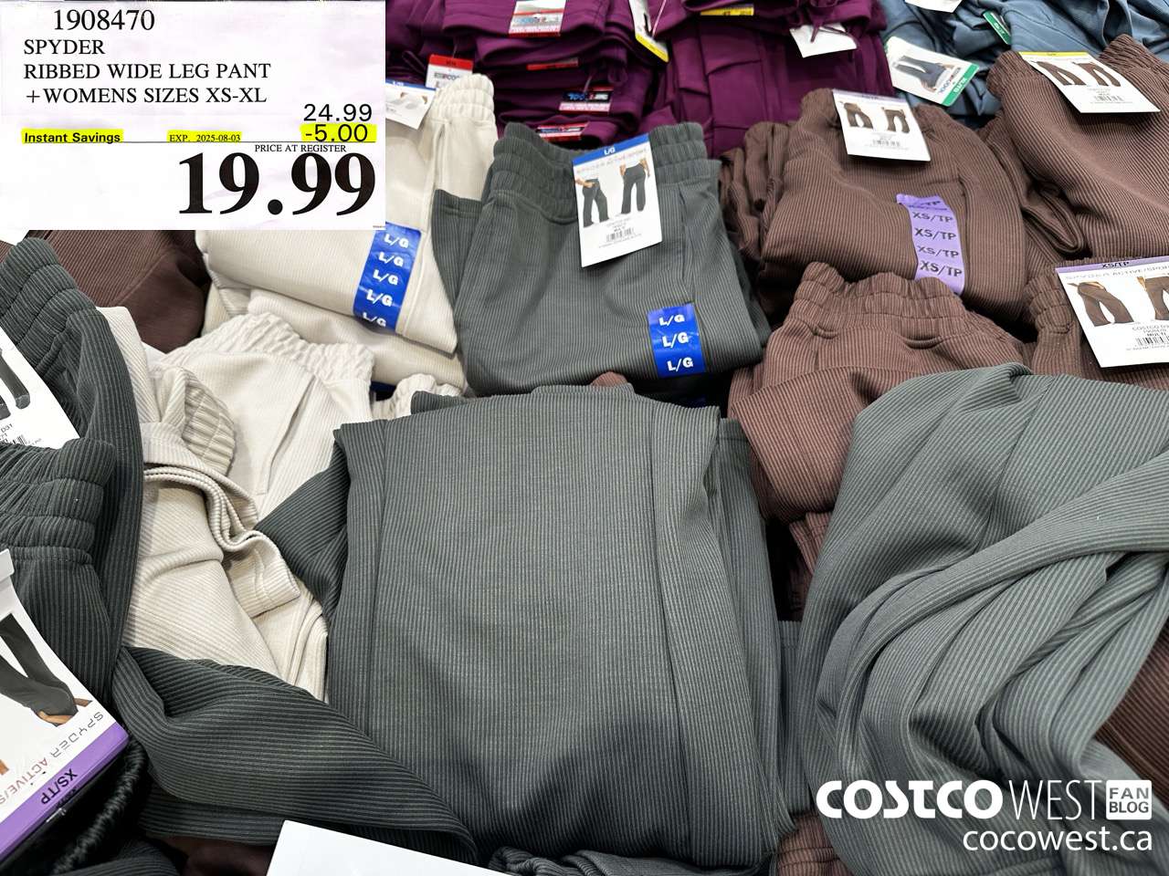 1908470 SPYDER RIBBED WIDE LEG PANT WOMENS SIZES XS-XL ($5.00 INSTANT SAVINGS EXPIRES ON 2025-08-03) $19.99