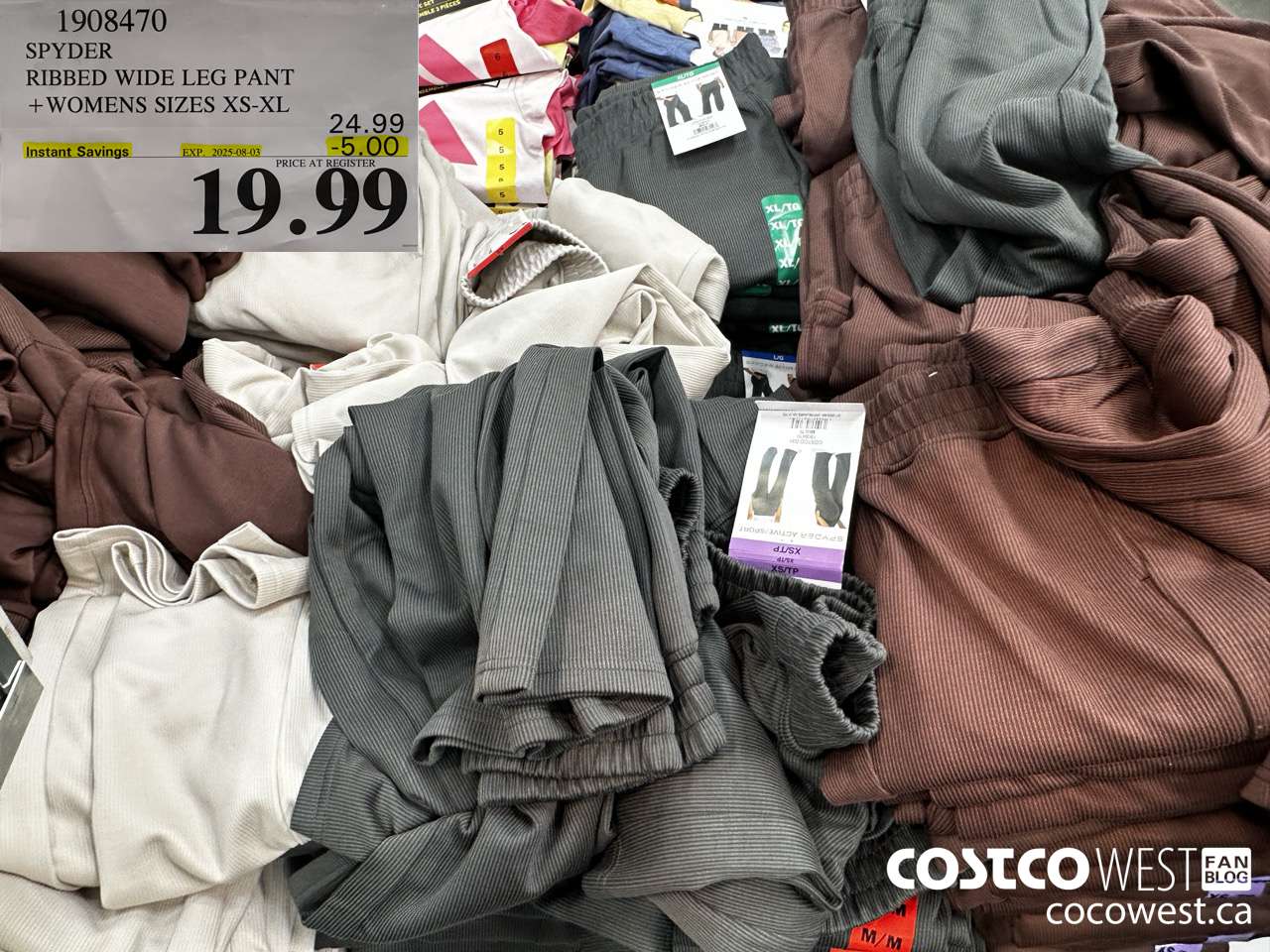 1908470 SPYDER RIBBED WIDE LEG PANT WOMENS SIZES XS-XL ($5.00 INSTANT SAVINGS EXPIRES ON 2025-08-03) $19.99