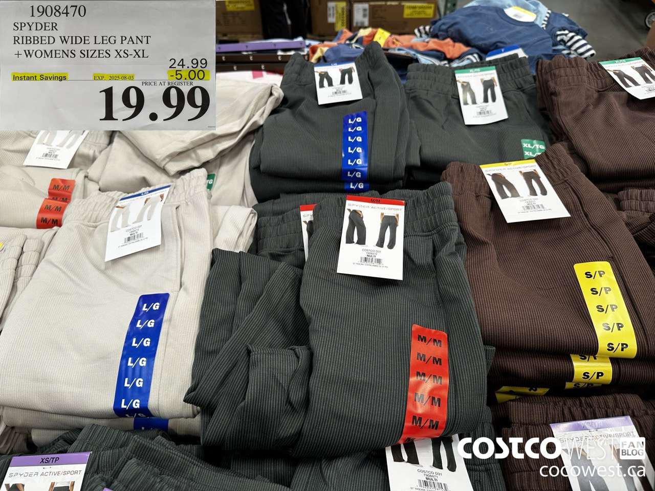 1908470 SPYDER RIBBED WIDE LEG PANT WOMENS SIZES XS-XL ($5.00 INSTANT SAVINGS EXPIRES ON 2025-08-03) $19.99