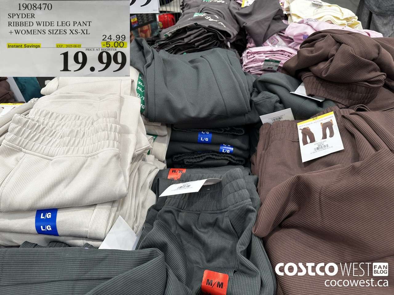 1908470 SPYDER RIBBED WIDE LEG PANT WOMENS SIZES XS-XL ($5.00 INSTANT SAVINGS EXPIRES ON 2025-08-03) $19.99