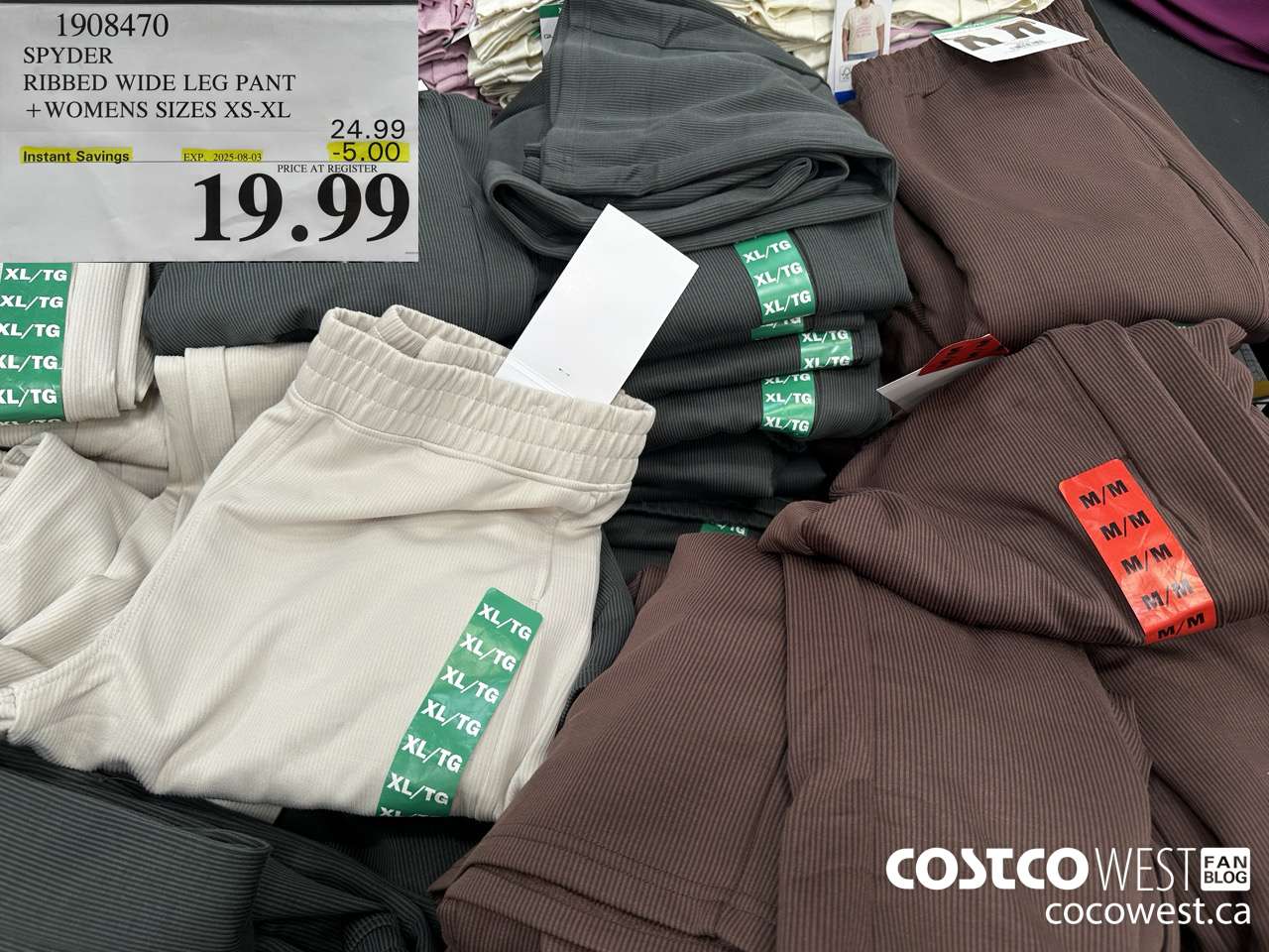 1908470 SPYDER RIBBED WIDE LEG PANT WOMENS SIZES XS-XL ($5.00 INSTANT SAVINGS EXPIRES ON 2025-08-03) $19.99