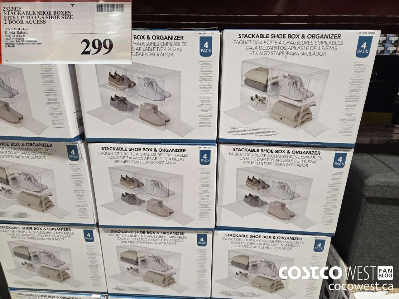 2322025 STACKABLE SHOE BOXES FITS UP TO 13.5 SHOE SIZE 2 DOOR ACCESS (EXPIRES ON 2025-06-02) $299.00