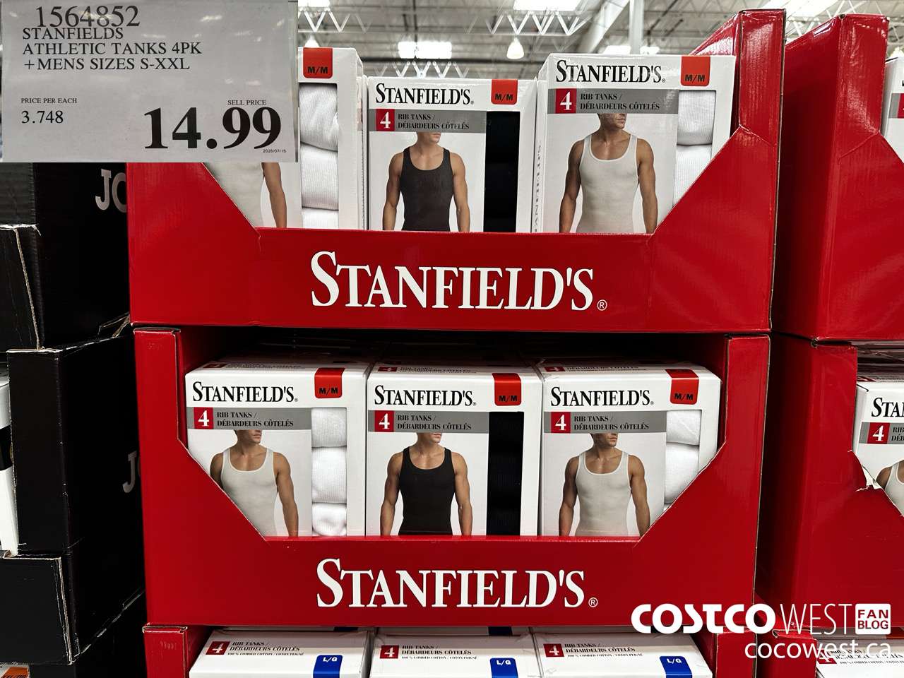 1564852 STANFIELDS ATHLETIC TANKS 4PK MENS SIZES S-XXL $14.99
