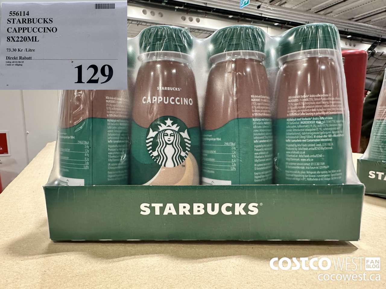 556114 STARBUCKS CAPPUCINO 8 X 220ML (EXPIRES ON 2025-06-01) $129.00