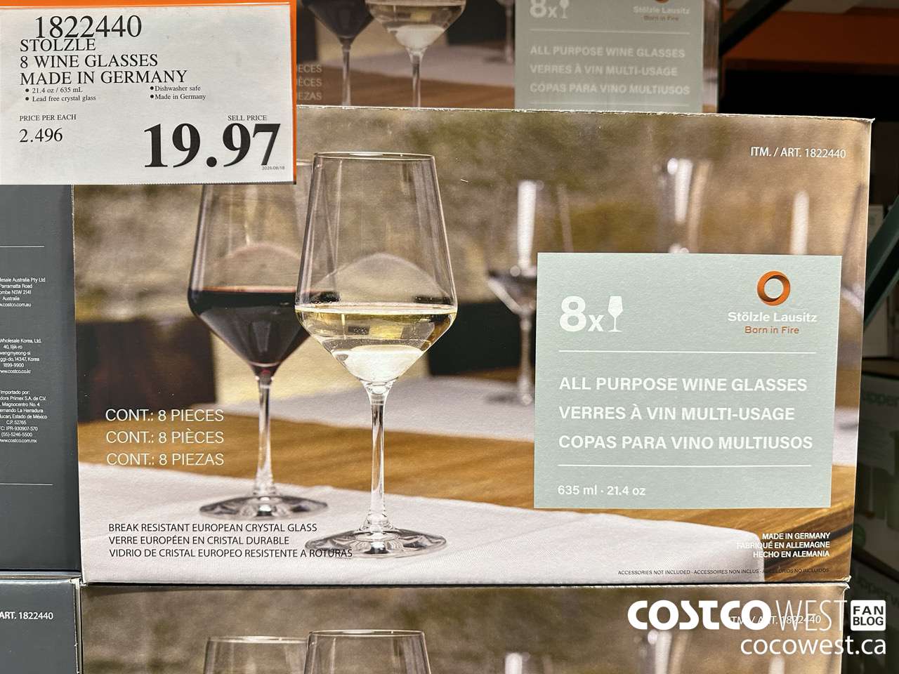 1822440 STOLZLE 8 WINE GLASSES MADE IN GERMANY $19.97