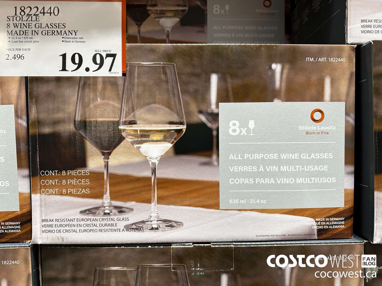 1822440 STOLZLE 8 WINE GLASSES MADE IN GERMANY $19.97