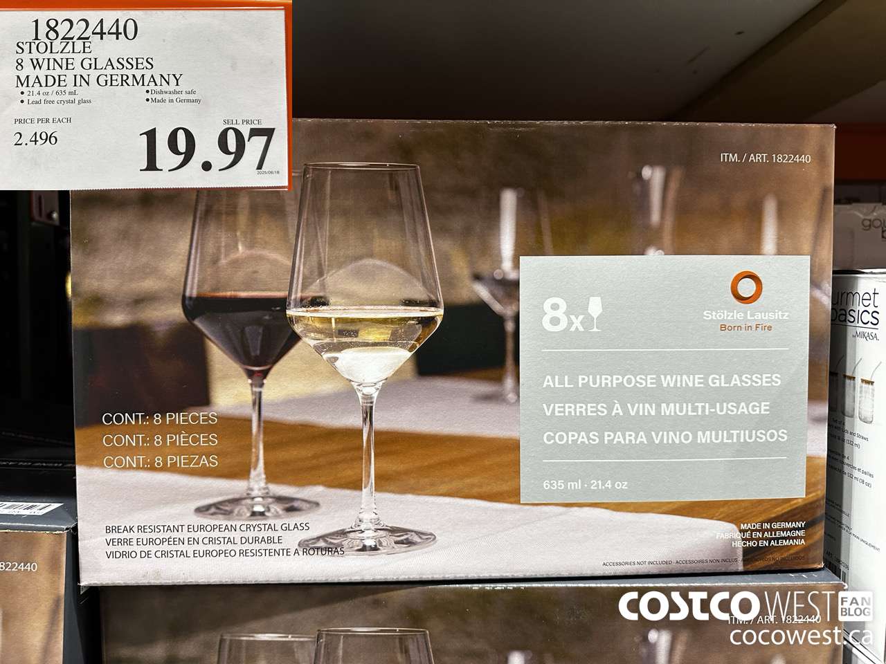 1822440 STOLZLE 8 WINE GLASSES MADE IN GERMANY $19.97