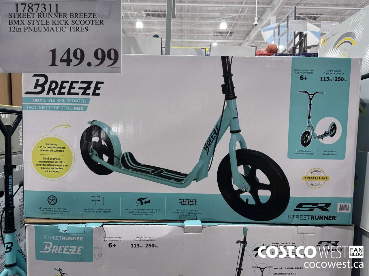 1787311 STREET RUNNER BREEZE BMX STYLE KICK SCOOTER 12IN PNEUMATIC TIRES $149.99