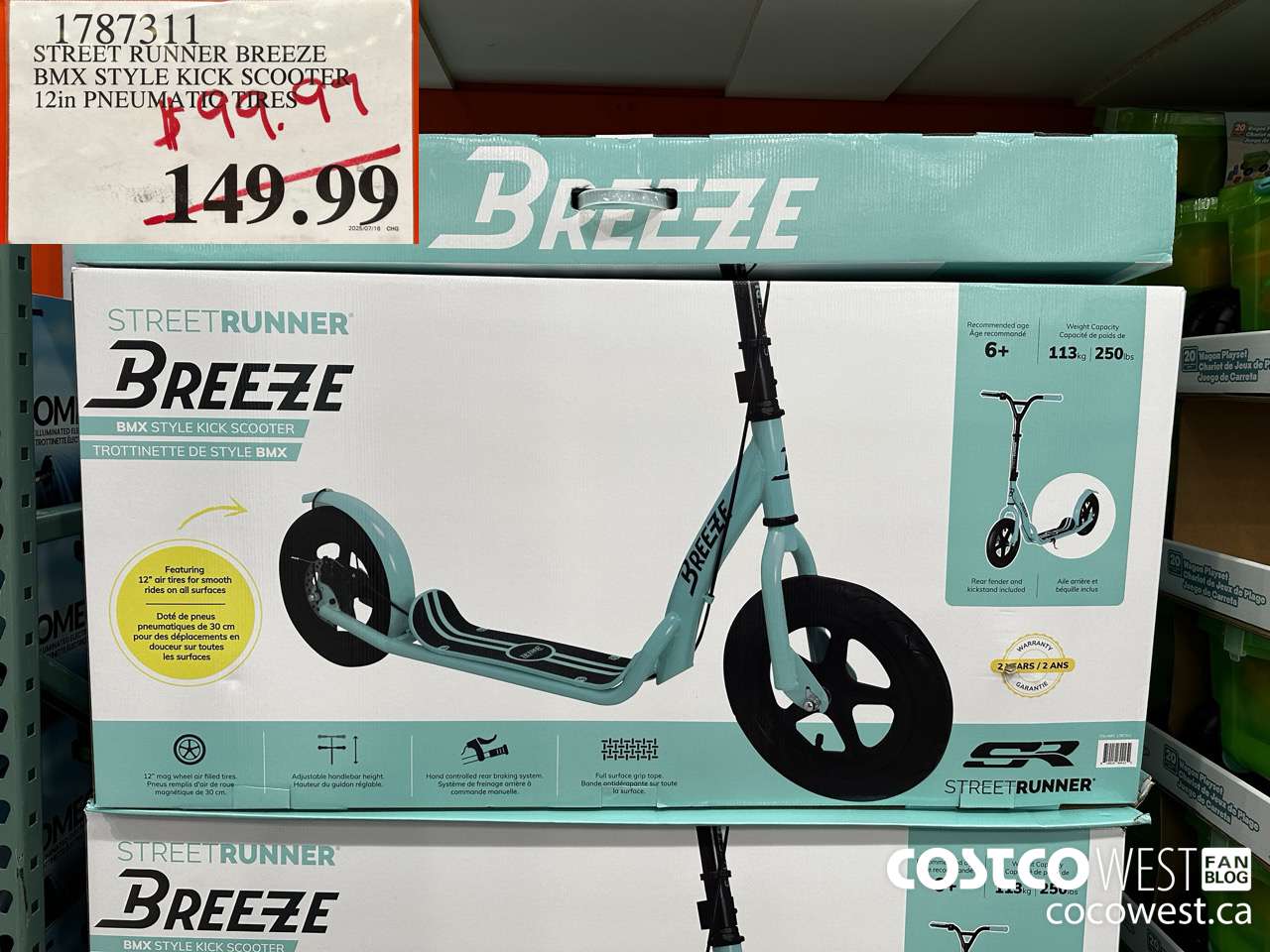 1787311 STREET RUNNER BREEZE BMX STYLE KICK SCOOTER 12IN PNEUMATIC TIRES $99.97