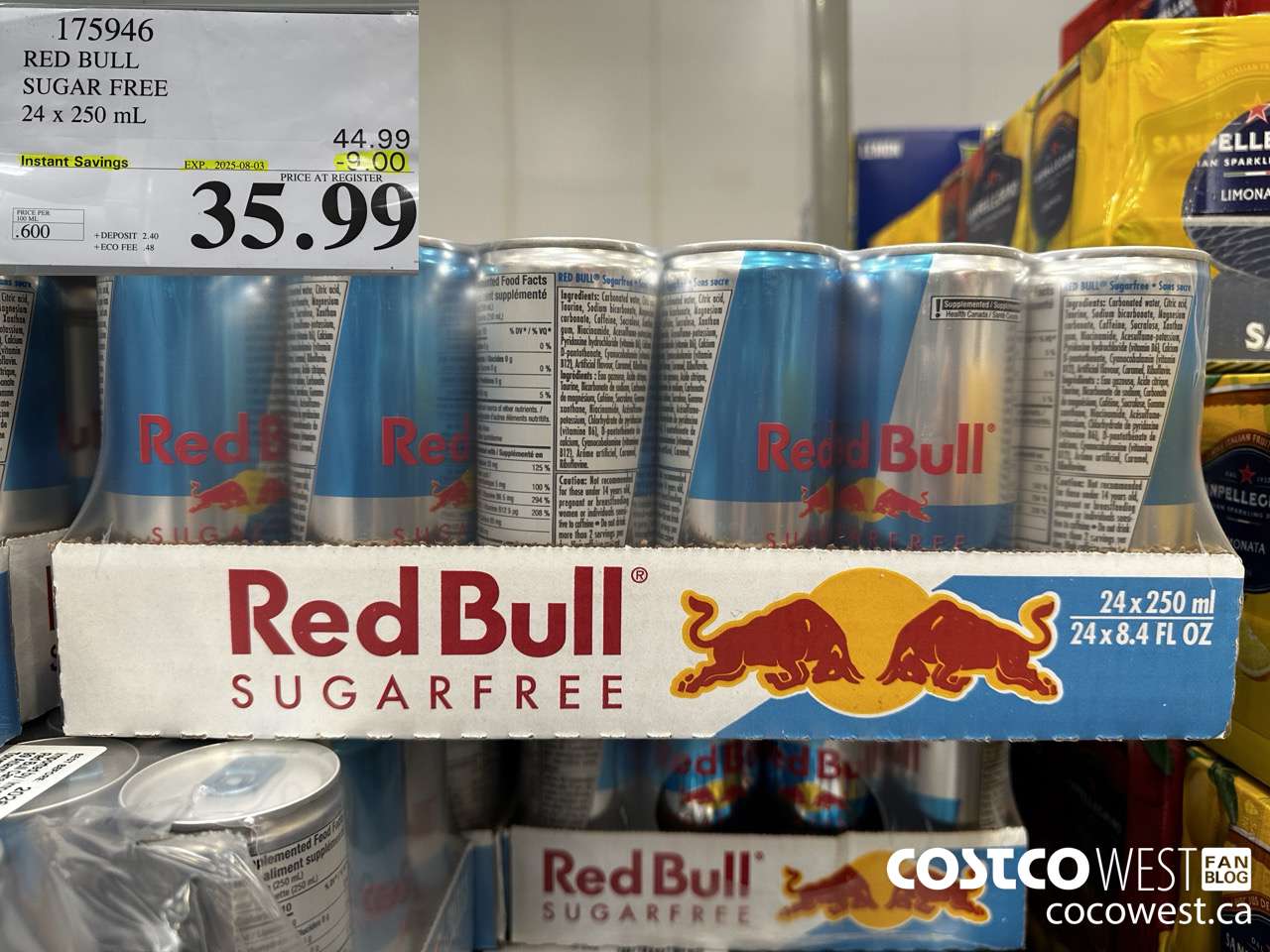 175946 SUGAR FREE RED BULL 24 x 250 mL ($9.00 INSTANT SAVINGS EXPIRES ON 2025-08-03) $35.99