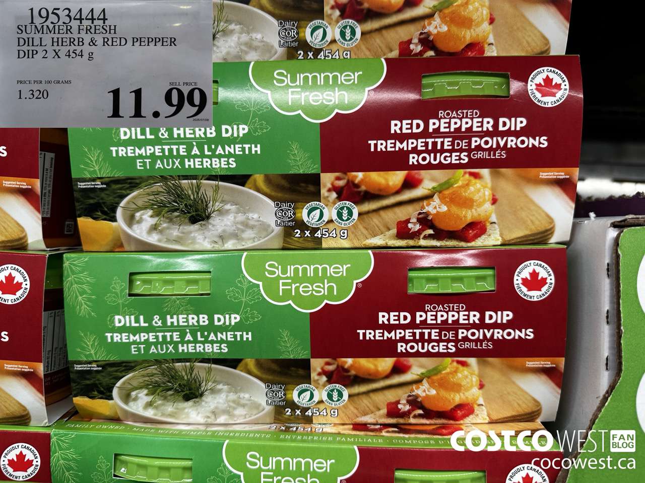 1953444 SUMMER FRESH DILL HERB & RED PEPPER DIP 2 X 454G $11.99