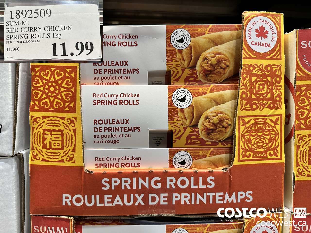 1892509 SUM-M! RED CURRY CHICKEN SPRING ROLLS 1KG $11.99