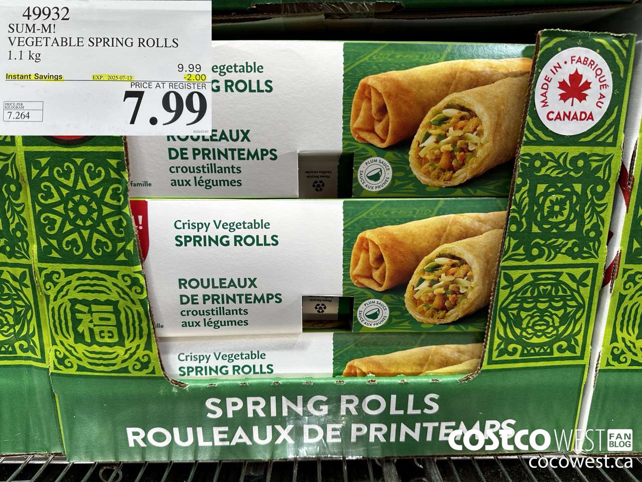 49932 SUM-M! VEGETABLE SPRING ROLL 1 kg ($2.00 INSTANT SAVINGS EXPIRES ON 2025-07-13) $7.99