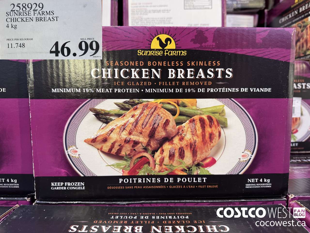 258929 SUNRISE FARMS CHICKEN BREAST 4 kg $46.99