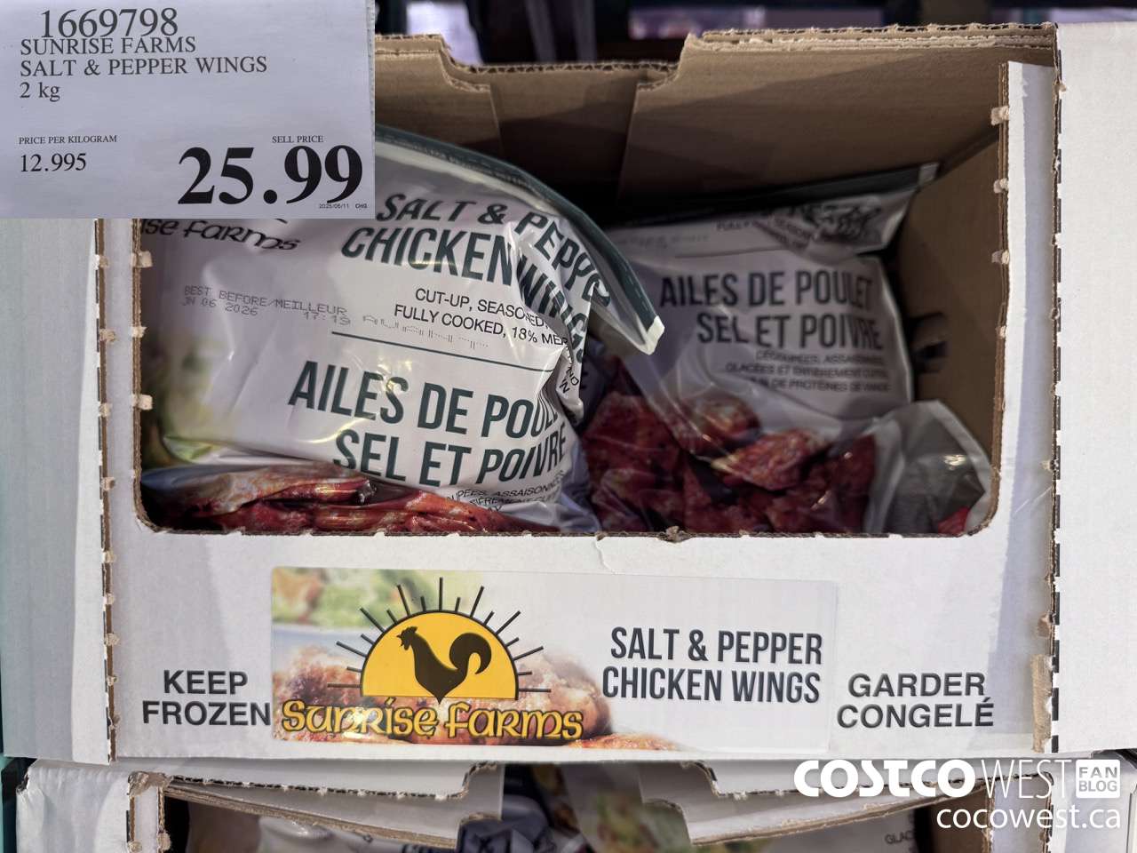 1669798 SUNRISE FARMS SALT & PEPPER WINGS 2 KG $25.99