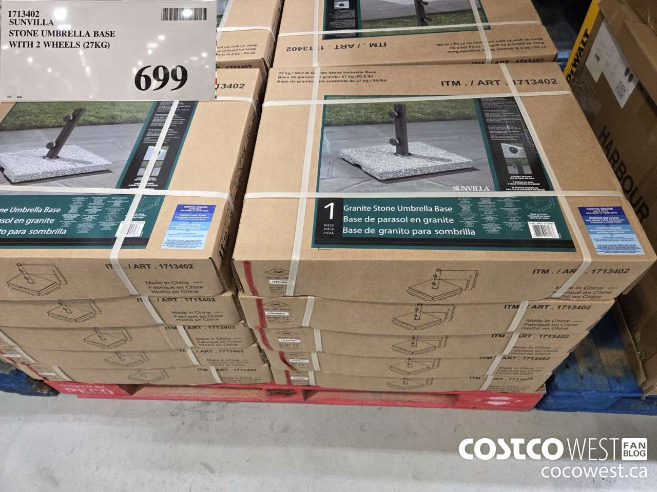 1713402 SUNVILLA UMBRELLA BASE WITH 2 WHEELS (27KG) $699.00