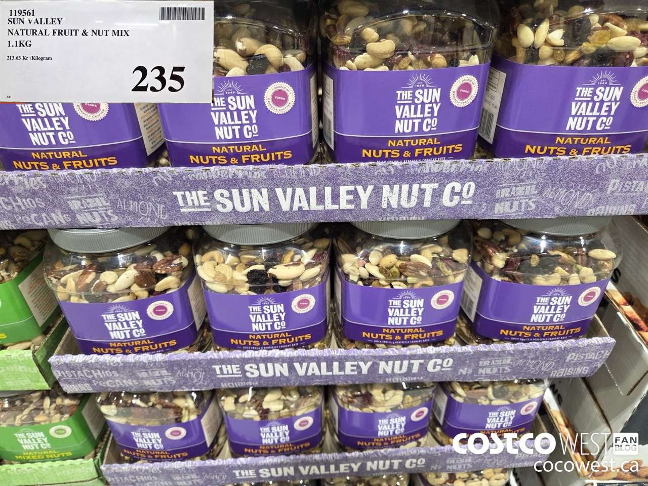 119561 SUN VALLEY NATURAL FRUIT & NUT MIX 1.1KG $235.00