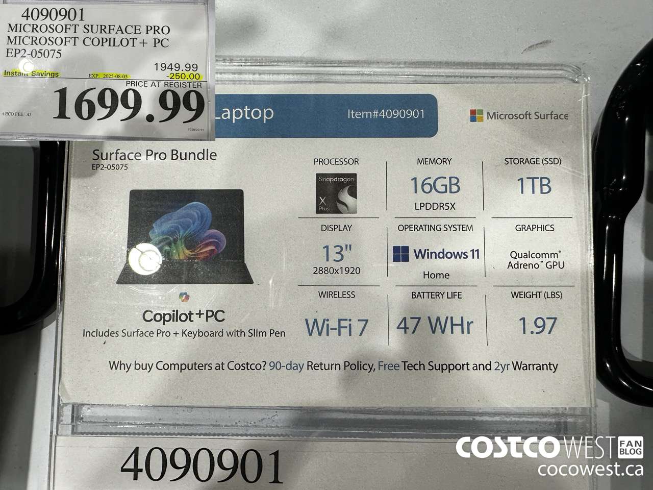 4090901 SURFACE PRO BUNDLE MICROSOFT COPILOT + PC EP2-05075 ($250.00 INSTANT SAVINGS EXPIRES ON 2025-08-03) $1699.99