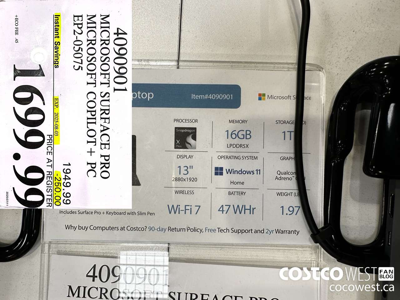 4090901 SURFACE PRO BUNDLE MICROSOFT COPILOT + PC EP2-05075 ($250.00 INSTANT SAVINGS EXPIRES ON 2025-08-03) $1699.99