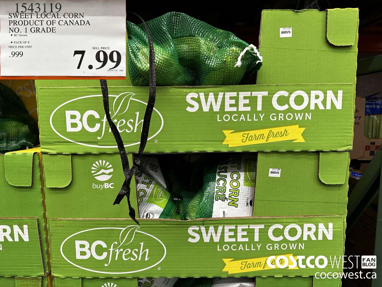 1543119 SWEET LOCAL CORN PRODUCT OF CANADA NO. 1 GRADE $7.99