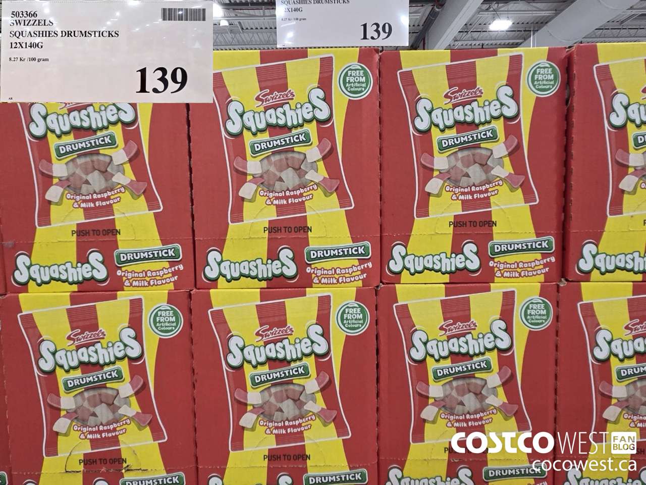 503366 SWIZZELS SQUASHIES DRUMSTICKS 12 X 140G $139.00
