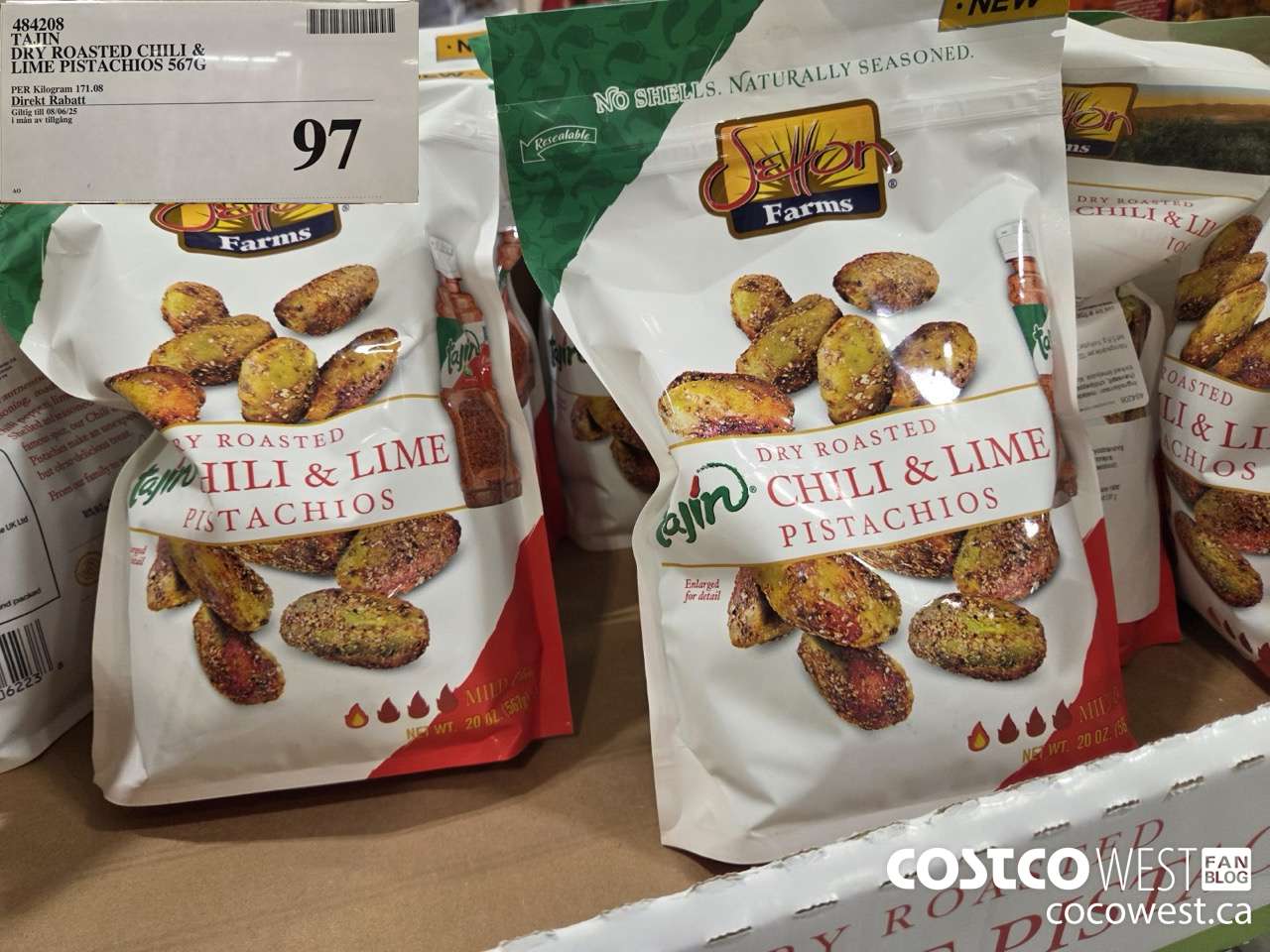 484208 TAJIN DRY ROASTED CHILI & LIME PISTACHIOS 567G $97.00