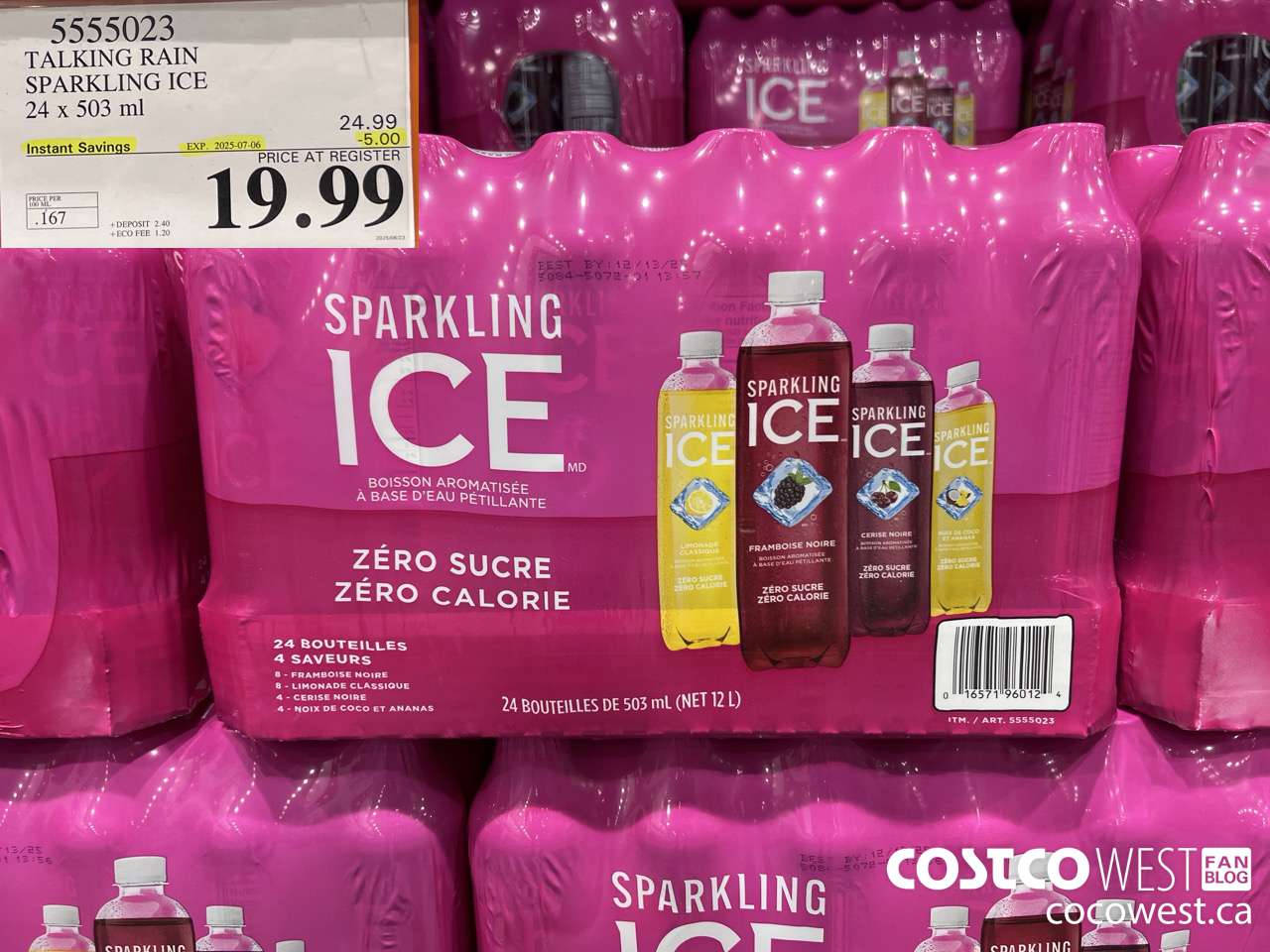 5555023 TALKING RAIN SPARKLING ICE 24 X 503ML ($5.00 INSTANT SAVINGS EXPIRES ON 2025-07-06) $19.99