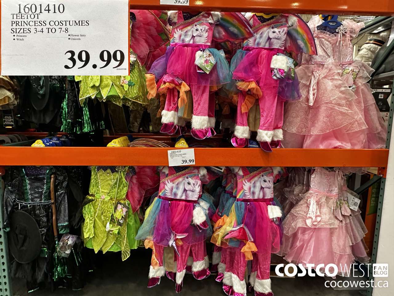 1601410 TEETOT PRINCESS COSTUMES SIZES 3/4 TO 7/8 $39.99