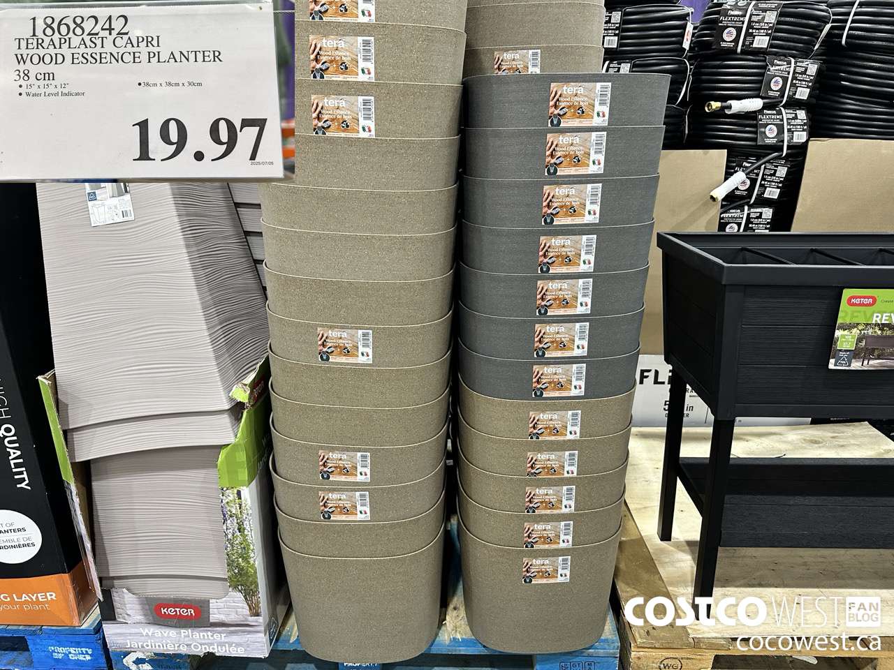 1868242 TERRAPLAST CAPRI WOOD ESSENCE PLANTER 38CM $19.97