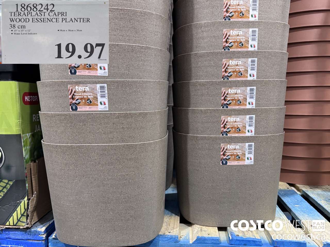 1868242 TERRAPLAST CAPRI WOOD ESSENCE PLANTER 38CM $19.97