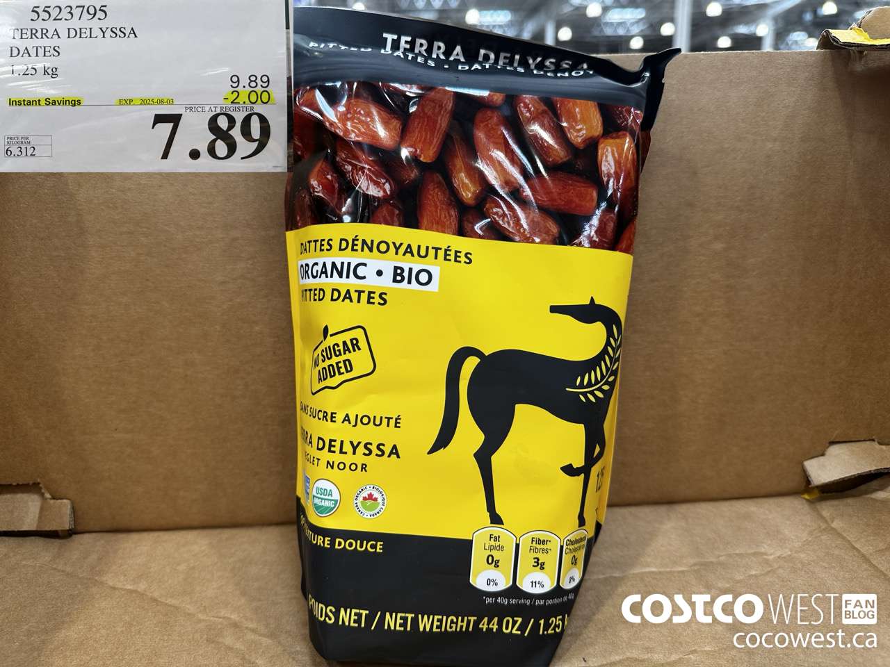 5523795 TERRA TELYSSA ORGANIC DATES 1.25KG ($2.00 INSTANT SAVINGS EXPIRES ON 2025-08-03) $7.89