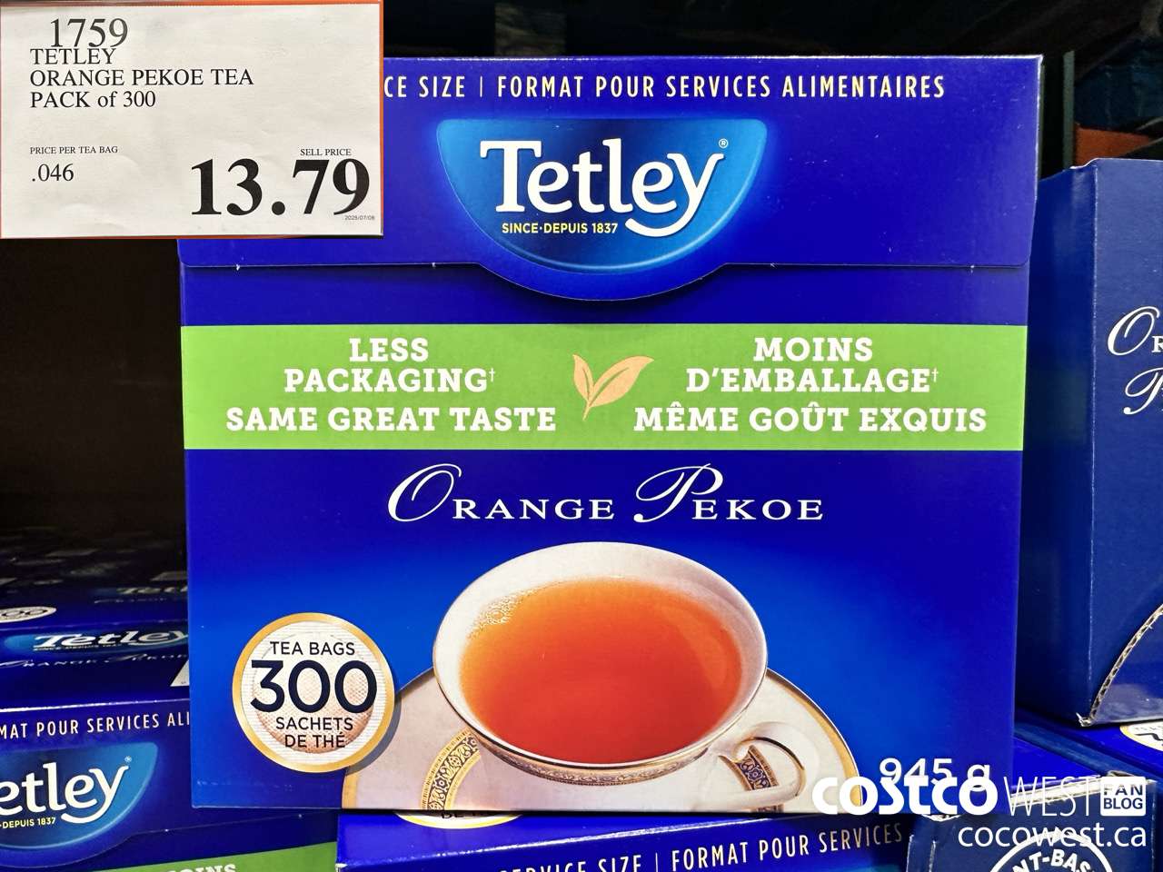 1759 TETLEY ORANGE PEKEO TEA PACK OF 300 $13.79
