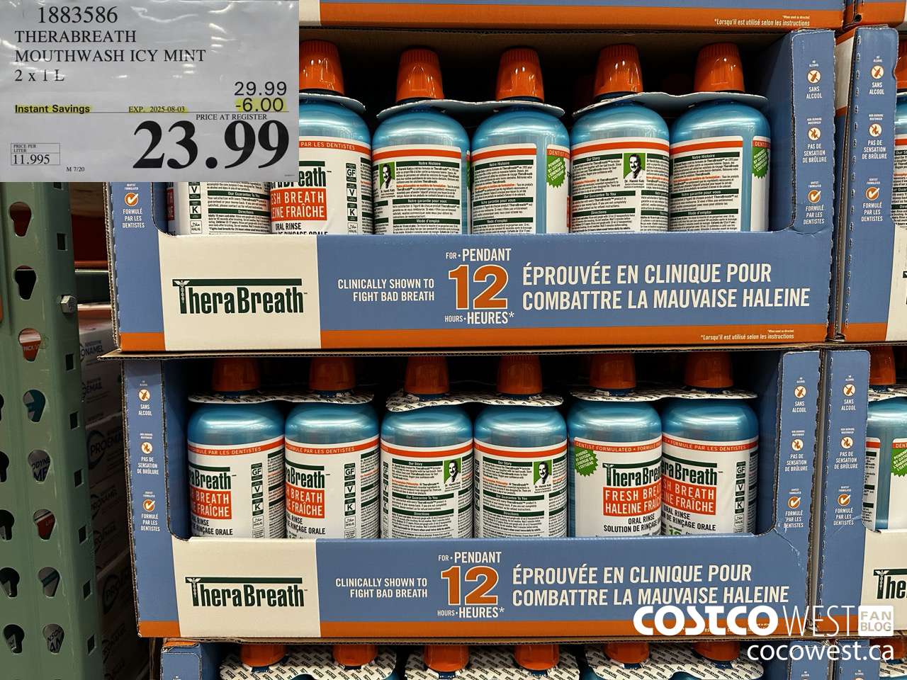 1883586 THERABREATH MOUTHWASH ICY MINT 2 X 1L ($6.00 INSTANT SAVINGS EXPIRES ON 2025-08-03) $23.99