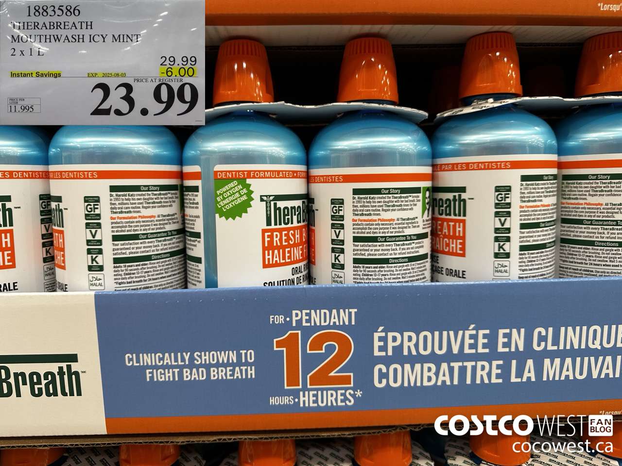 1883586 THERABREATH MOUTHWASH ICY MINT 2 X 1L ($6.00 INSTANT SAVINGS EXPIRES ON 2025-08-03) $23.99