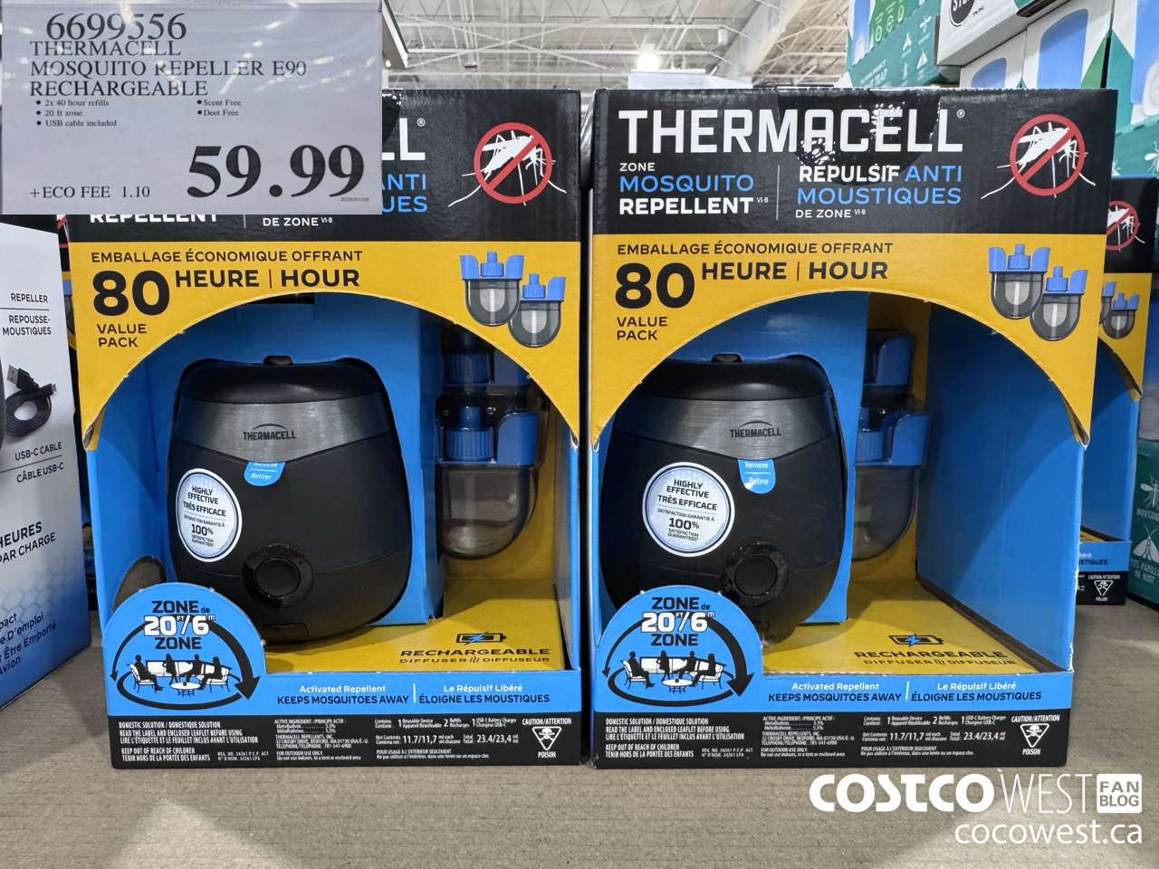 6699556 THERMACELL MOSQUITO REPELLER E90 RECHARGEABLE $59.99