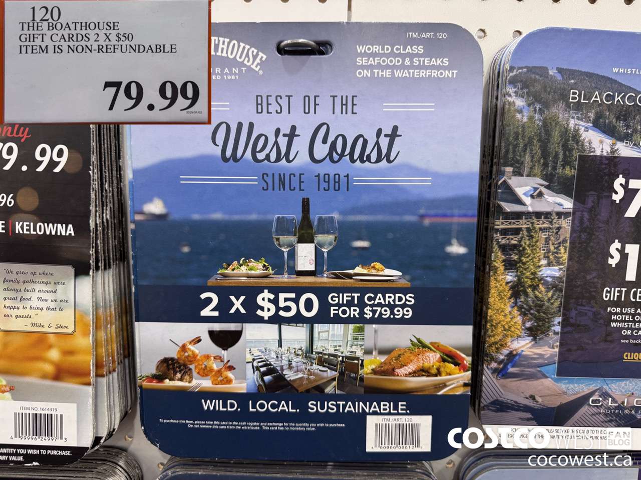 120 THE BOATHOUSE GIFT CARDS 2 X $50 $79.99