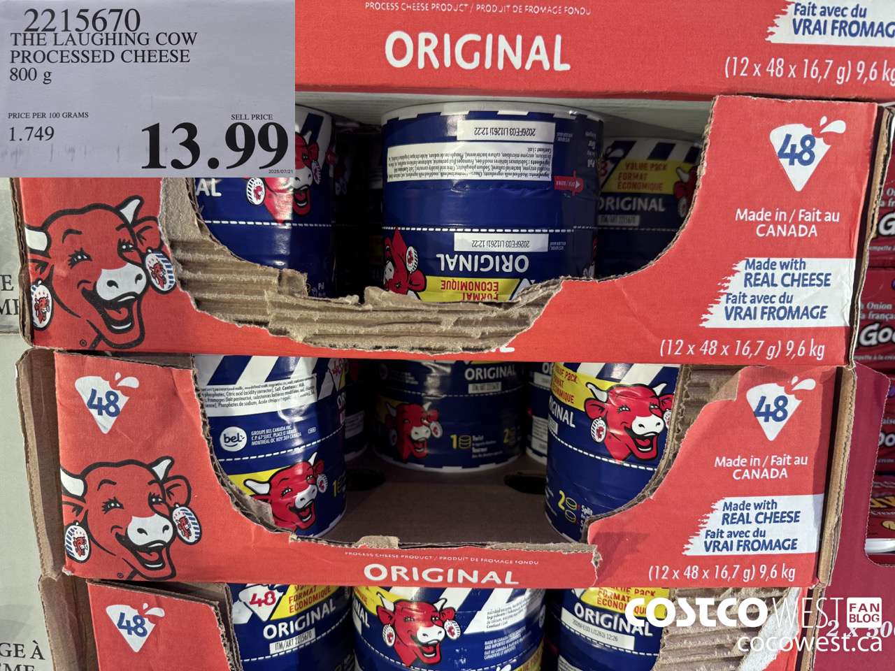 2215670 THE LAUGHING COW PROCESSED CHEESE 800G $13.99