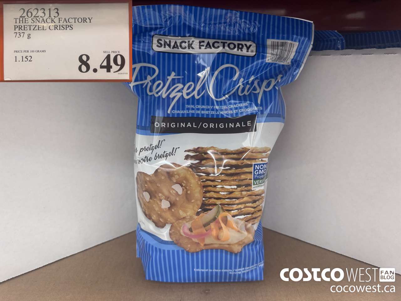 262313 THE SNACK FACTORY PRETZEL CRISPS 737 g $8.49