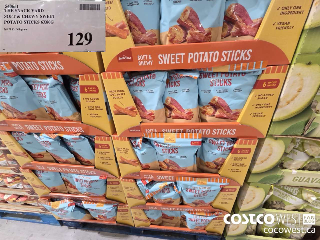 540661 THE SNACK YARD SOFT & CHEWY SWEET POTATO STICKS 6 X 80G $129.00