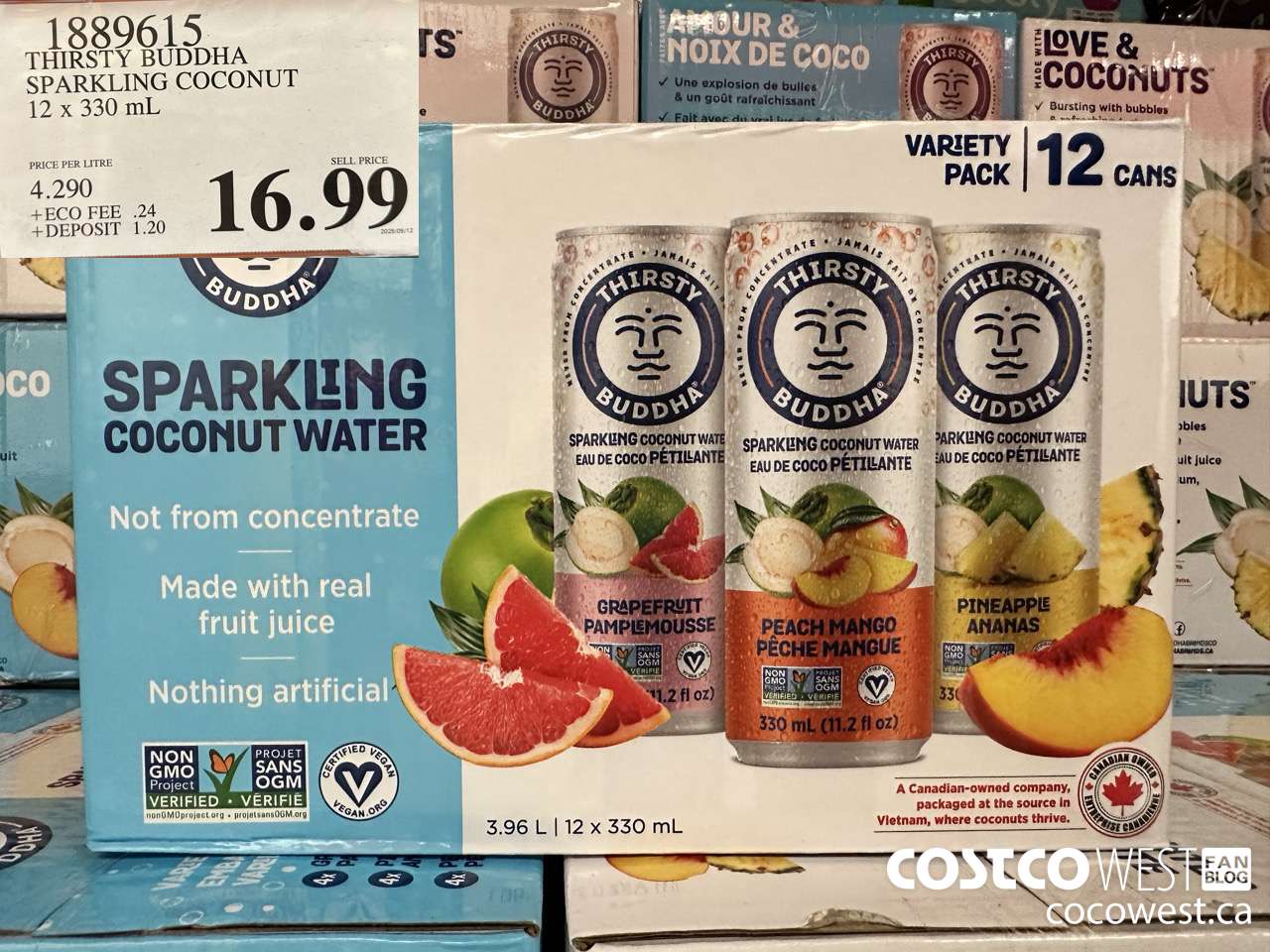 1889615 THIRSTY BUDDHA SPARKLING COCONUT 12 X 330ML $16.99