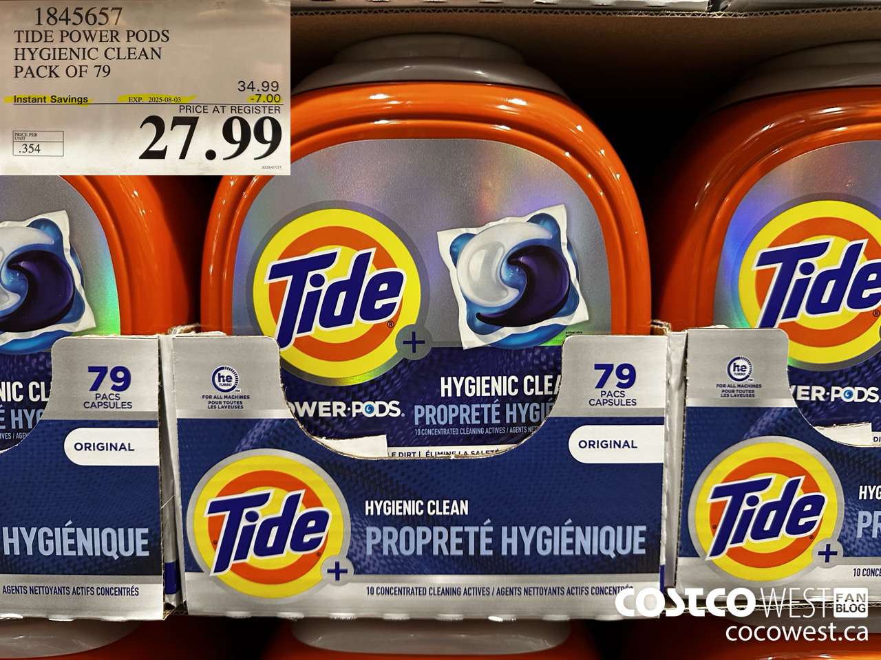 1845657 TIDE POWER PODS HYGIENIC CLEAN PACK OF 79 ($7.00 INSTANT SAVINGS EXPIRES ON 2025-08-03) $27.99