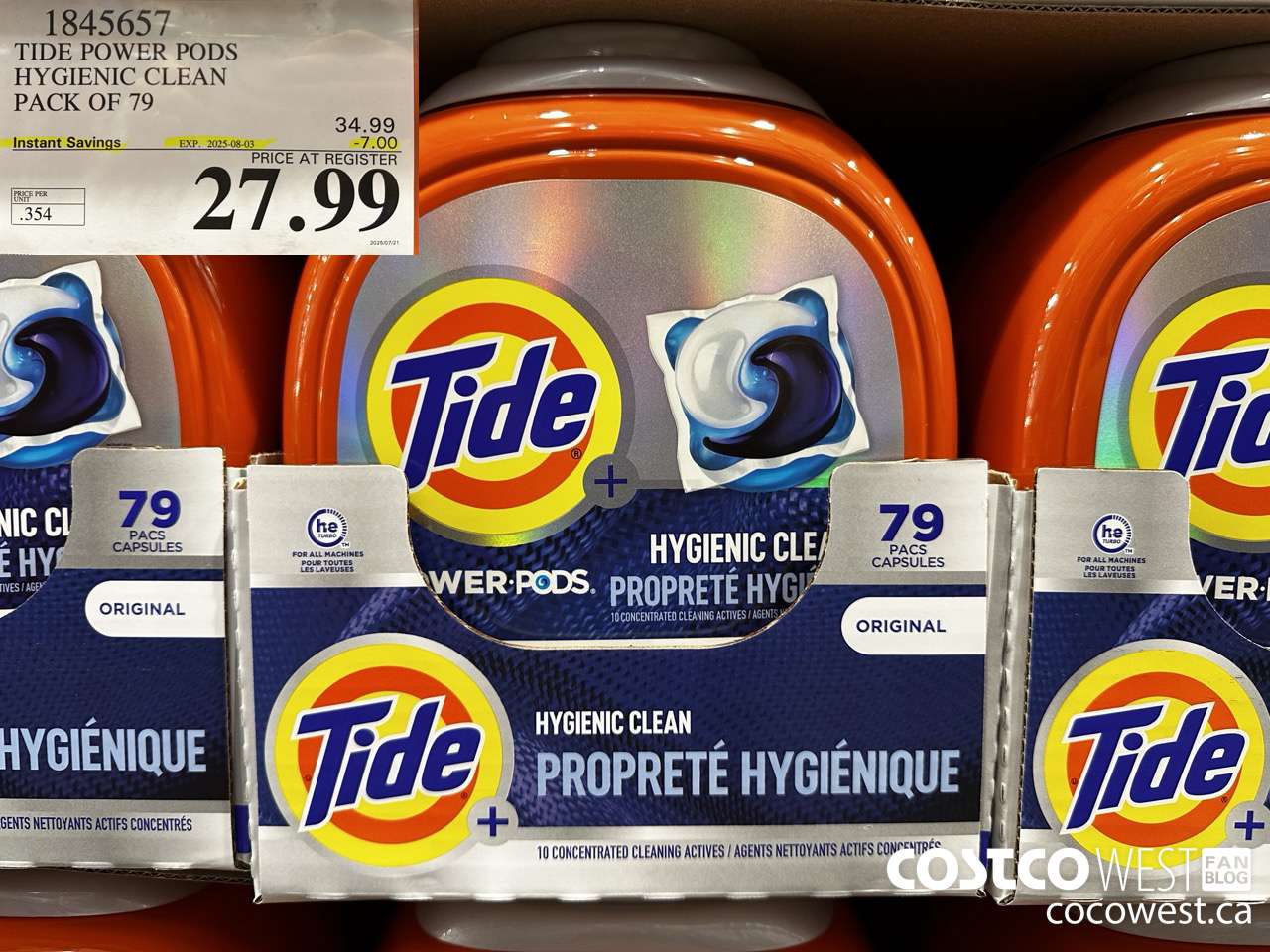 1845657 TIDE POWER PODS HYGIENIC CLEAN PACK OF 79 ($7.00 INSTANT SAVINGS EXPIRES ON 2025-08-03) $27.99