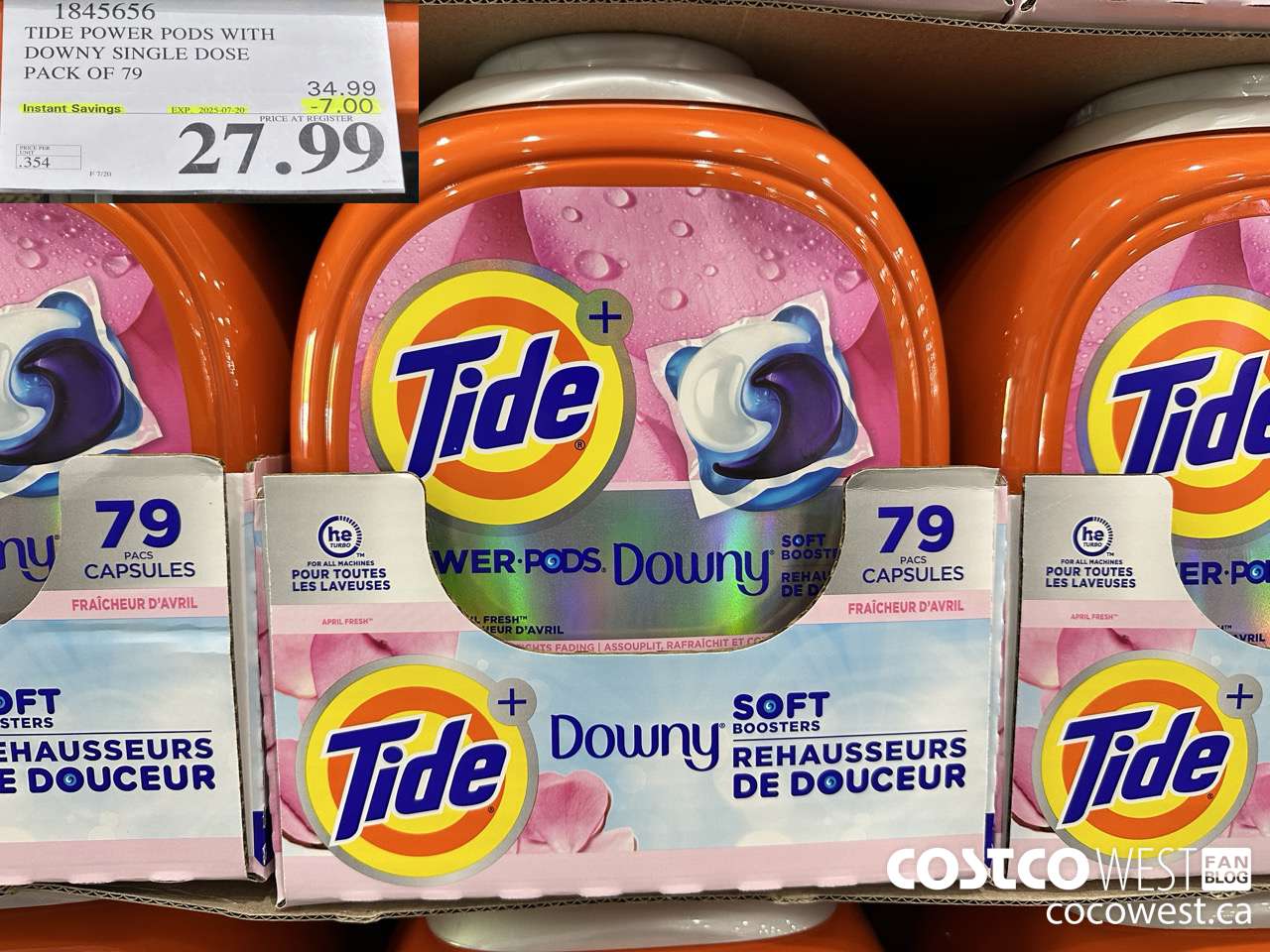 1845656 TIDE POWER PODS WITH DOWNY SINGLE DOSE PACK OF 79 ($7.00 INSTANT SAVINGS EXPIRES ON 2025-07-20) $27.99